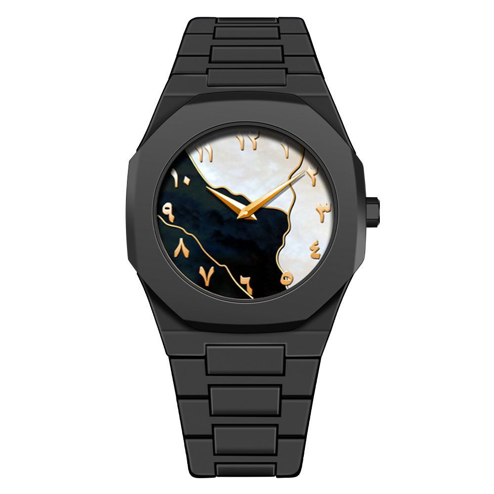 Montre Homme – Design Élégant Noir Mat avec Chiffres Arabes