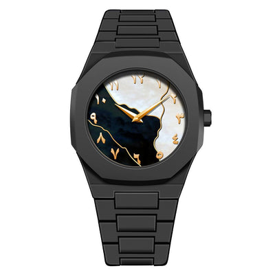 Montre Homme – Design Élégant Noir Mat avec Chiffres Arabes