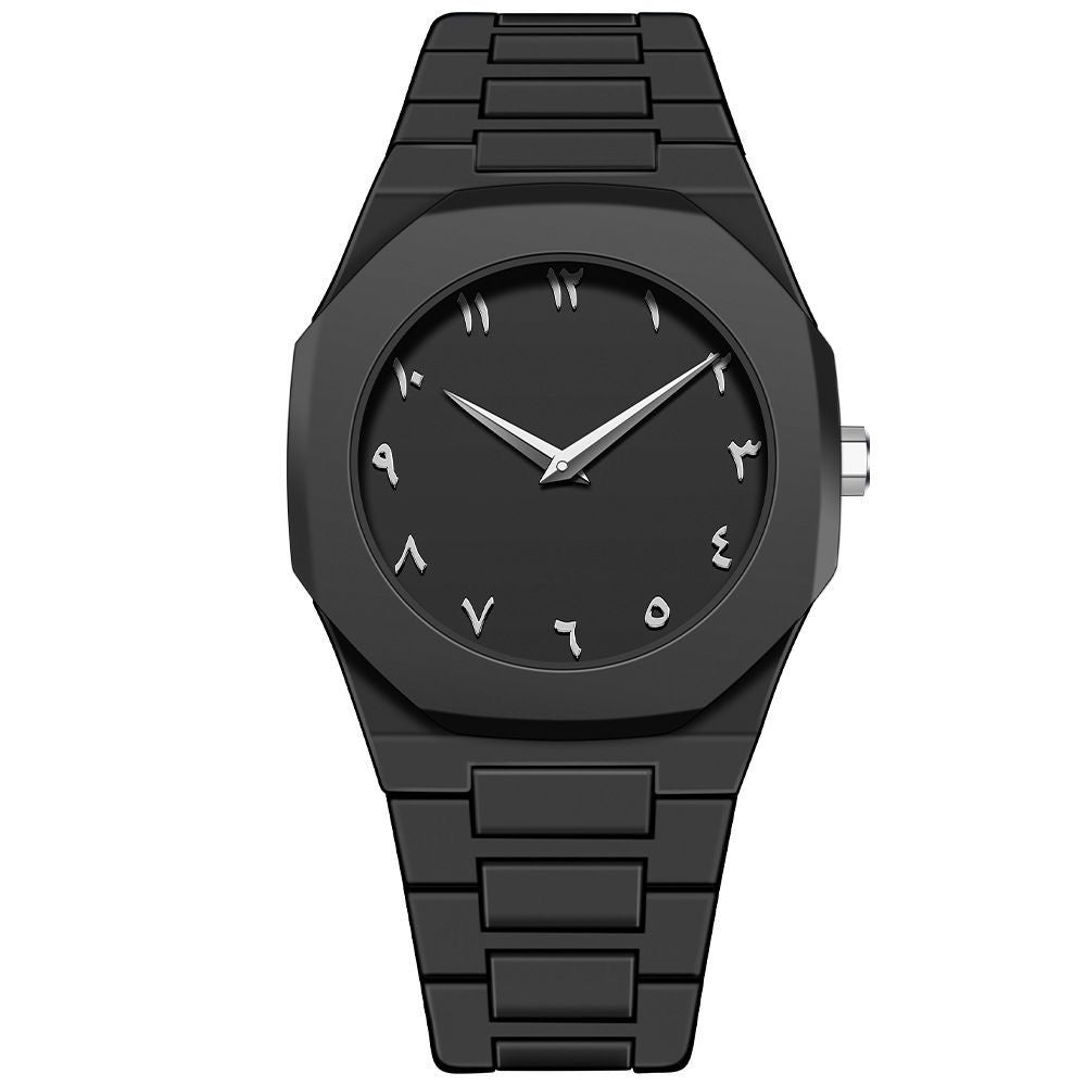 Montre Homme – Design Élégant Noir Mat avec Chiffres Arabes